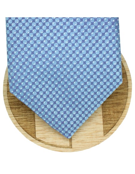 Cravatta Hugo Boss blu con micropois rotondi - HUGO BOSS