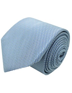 Cravatta Hugo Boss blu a righe con micro-punti romboidali - HUGO BOSS