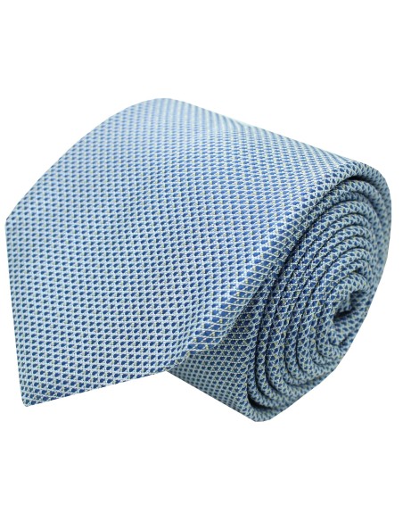 Cravatta Hugo Boss blu a righe con micro-punti romboidali - HUGO BOSS