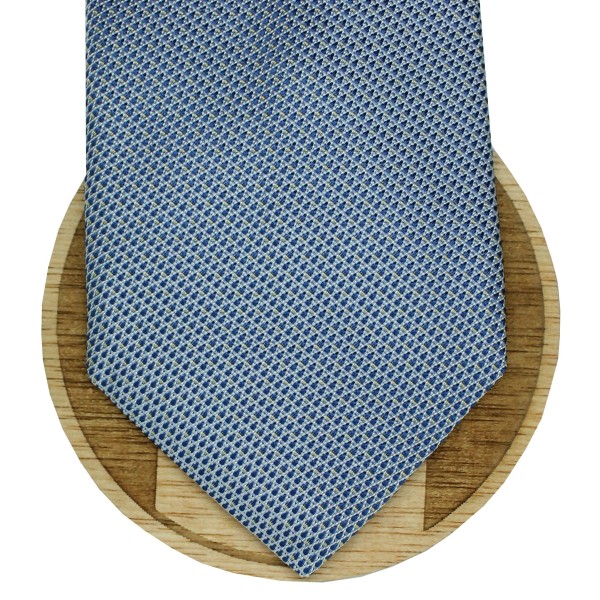 ربطة عنق هوجو بوس زرقاء بخطوط مع نقاط صغيرة على شكل رومبوس - هوجو بوس