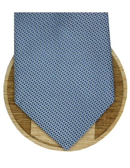 Corbata Hugo Boss azul rayas con microlunares rombos - HUGO BOSS