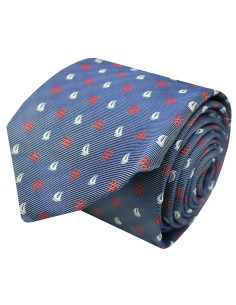 Gravata Hugo Boss azul com monogramas náuticos - HUGO BOSS