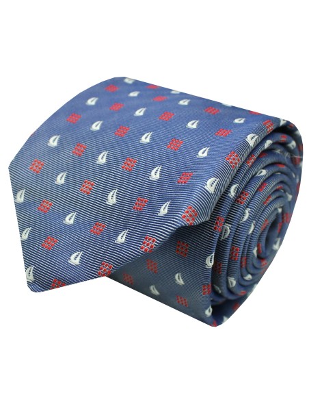 Cravatta Hugo Boss blu con monogrammi nautici - HUGO BOSS