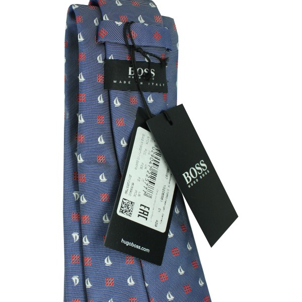 Cravatta Hugo Boss blu con monogrammi nautici - HUGO BOSS