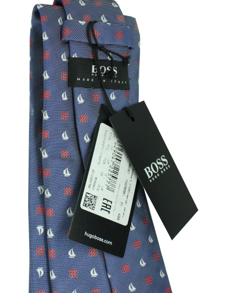 Cravate Hugo Boss bleu avec monogrammes nautiques - HUGO BOSS