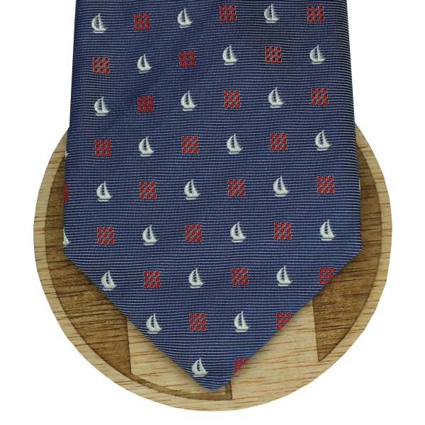 Gravata Hugo Boss azul com monogramas náuticos - HUGO BOSS