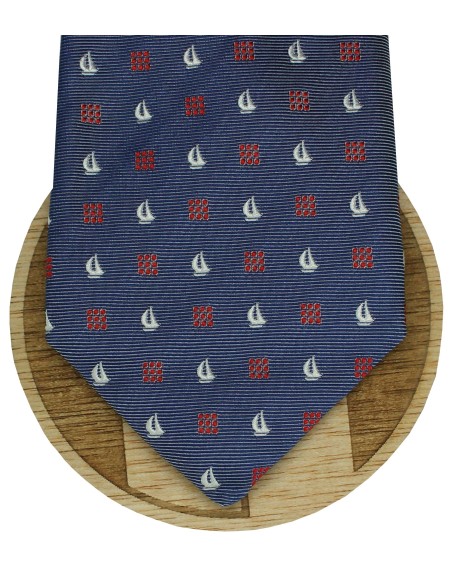 Cravatta Hugo Boss blu con monogrammi nautici - HUGO BOSS