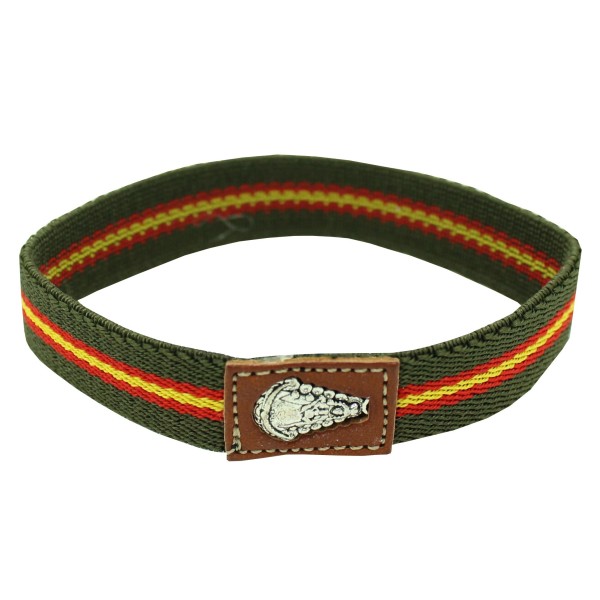 Elastic bracelet with Spanish flag, green, and Virgin Mary