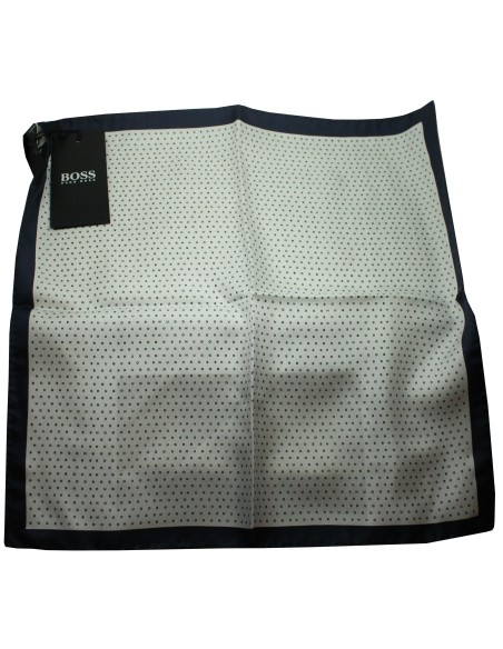 Mouchoir Hugo Boss blanc avec coin bleu et monogrammes HB - HUGO BOSS