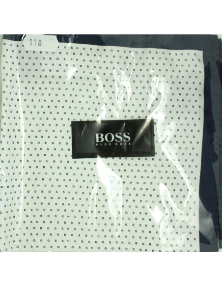 Lenço Hugo Boss branco com canto azul e monogramas HB - HUGO BOSS