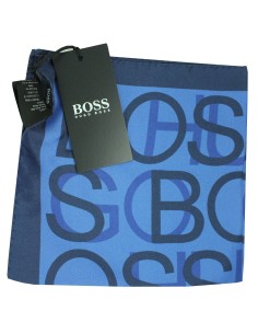 Lenço azul Hugo Boss com letras, canto azul e monogramas HB - HUGO BOS