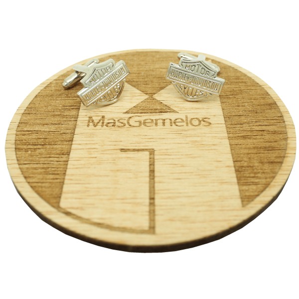 Gemelos para camisa Harley Davidson emblema plateado