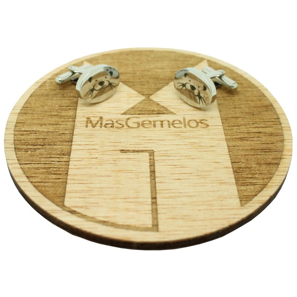 Boutons de manchette ovales en acier personnalisés avec un visage de c