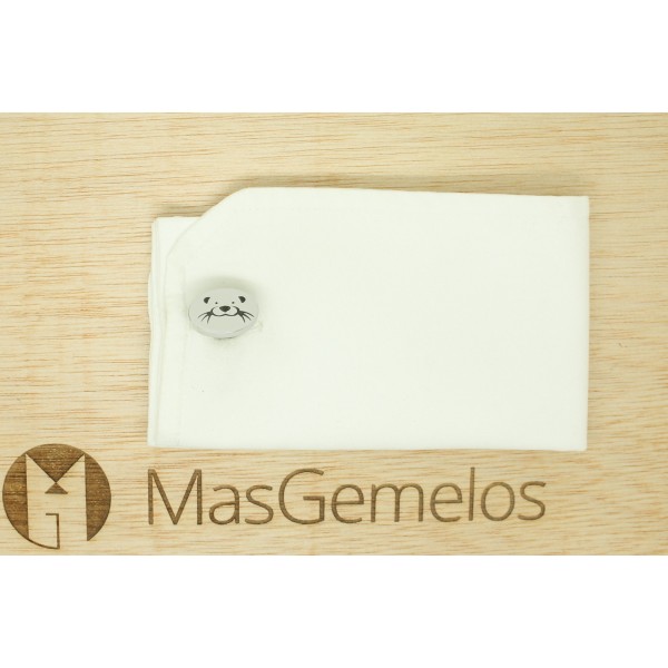 Gemelos para camisa ovalado de acero personalizados cara de Perro