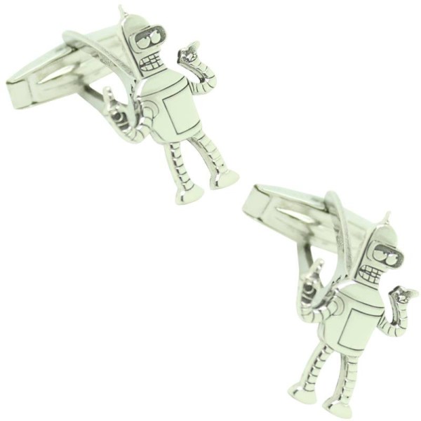 925 silver cufflinks personalized with the robot Bender Bending Rodríg