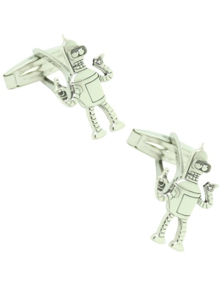 925 silver cufflinks personalized with the robot Bender Bending Rodríg