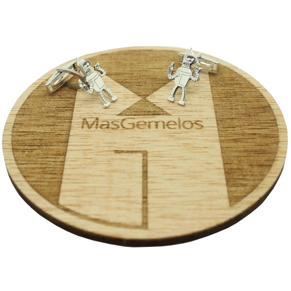 Boutons de manchette en argent 925 personnalisés avec le robot Bender