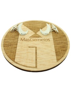 Boutons de manchette personnalisés demi-lune Nom et date Argent sterli 2