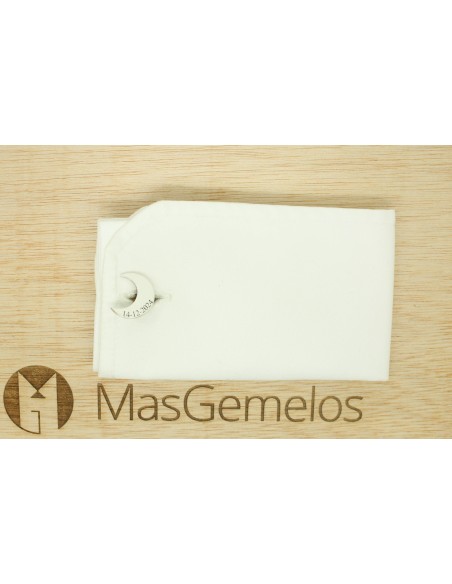 Boutons de manchette personnalisés demi-lune Nom et date Argent sterli