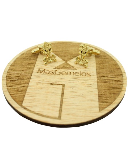 Abotoaduras para camisa Escudo dourado Infantaria da Marinha II