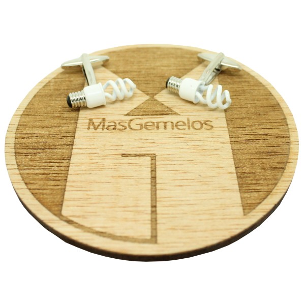 Boutons de manchette pour chemise Bombilla Eco blanche