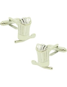 Abotoaduras para camisa chapéu de chef prateado