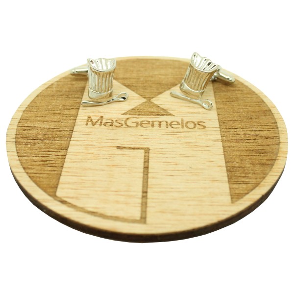 Gemelos para camisa Gorro de Chef plateado