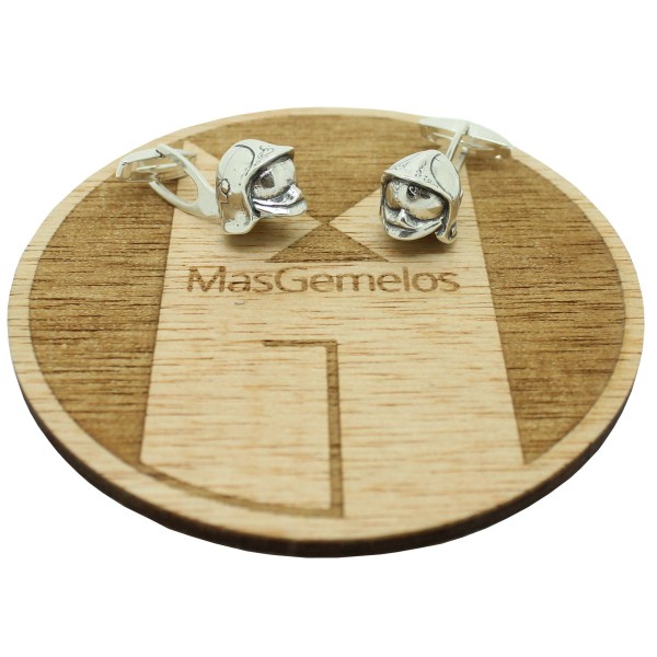 Gemelli per camicia casco da pompiere 3D argento sterling 925 PREMIUM