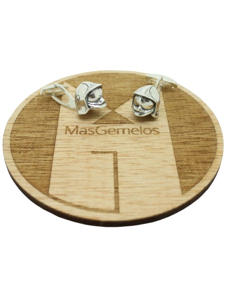 Cufflinks firefighter 3D helmet 925 Sterling Silver PREMIUM