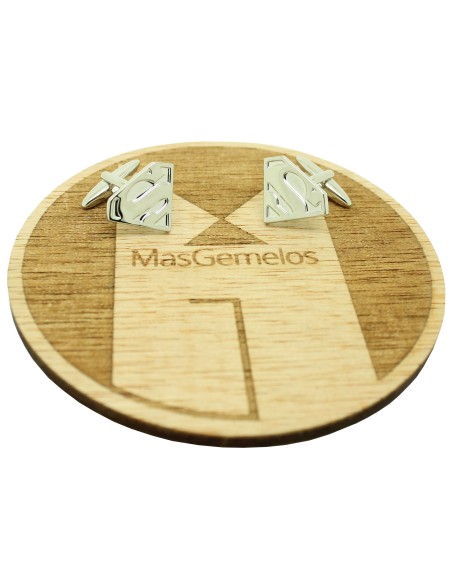 Boutons de manchette chemise Superman argentée