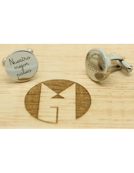 Abotoaduras personalizadas "Nosso melhor passe" e "Te amo, papai" com