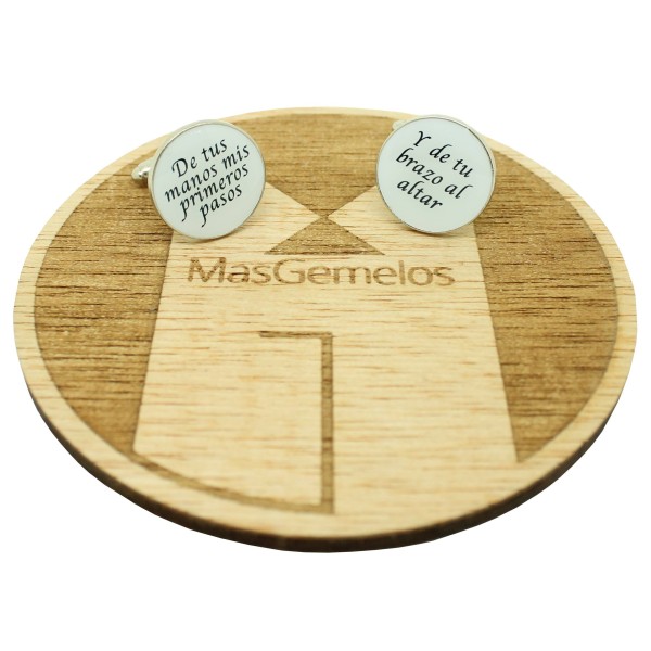 Abotoaduras para camisa com frase de casamento: Das tuas mãos, meus pr