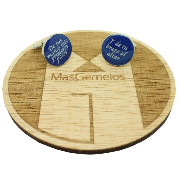 Gemelos para camisa con frase boda De tus manos mis primeros pasos Y d