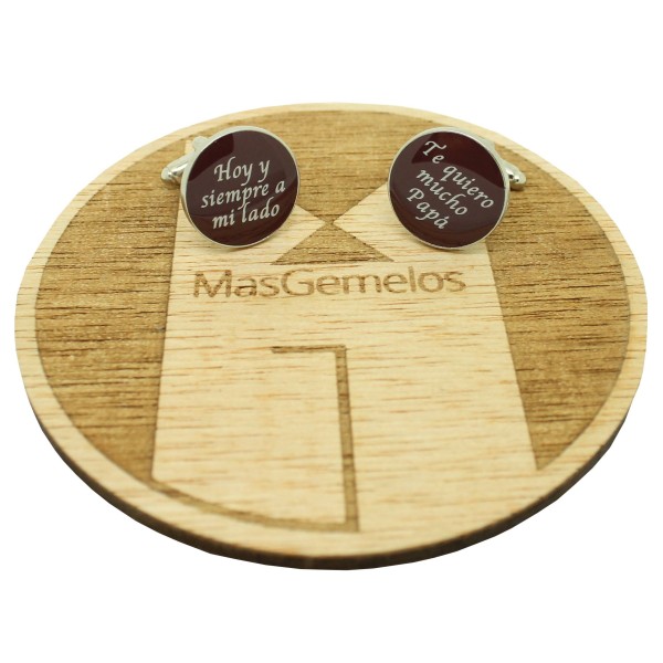 Gemelos de camisa boda con frase Hoy y Siempre a mi lado y Te quiero m