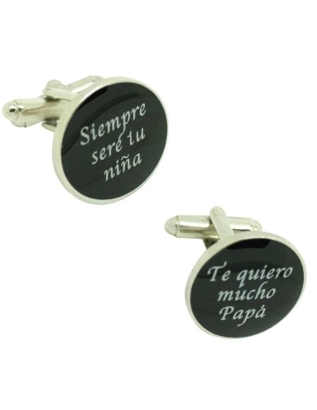 Gemelos para camisa boda Siempre seré tu niña y Te quiero mucho papá -