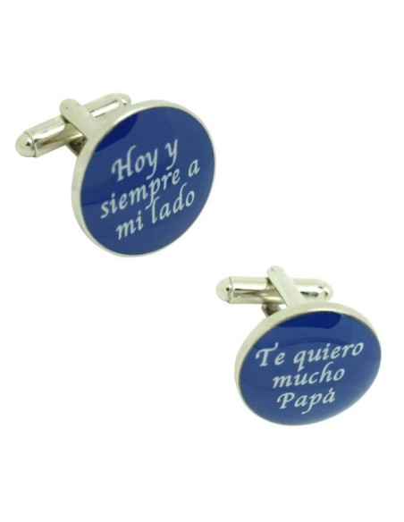 Gemelos de camisa boda con frase Hoy y Siempre a mi lado y Te quiero m