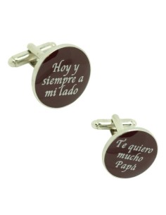 Gemelos de camisa boda con frase Hoy y Siempre a mi lado y Te quiero m