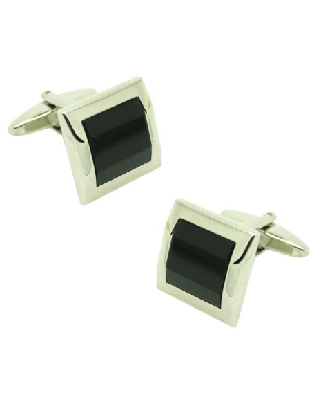 Gemelos para camisa ICON square black silver