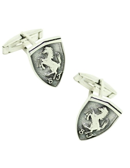 Ferrari-Wappen Manschettenknöpfe aus 925er Sterlingsilber PREMIUM