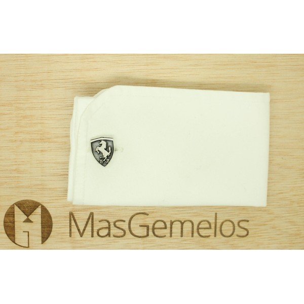 Abotoaduras de camisa com escudo Ferrari em Prata de Lei 925 PREMIUM