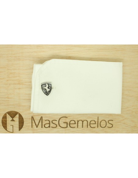 Abotoaduras de camisa com escudo Ferrari em Prata de Lei 925 PREMIUM