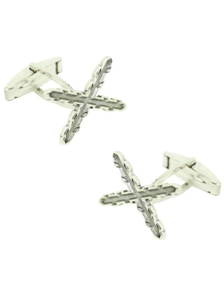 Gemelli da polso a croce bordeaux con stemma – Argento Sterling 925 PR