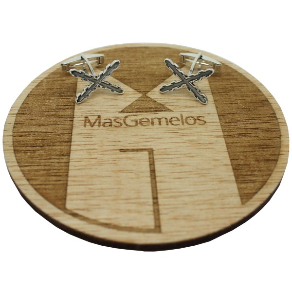 Boutons de manchette croix bordeaux avec blason – Argent sterling 925