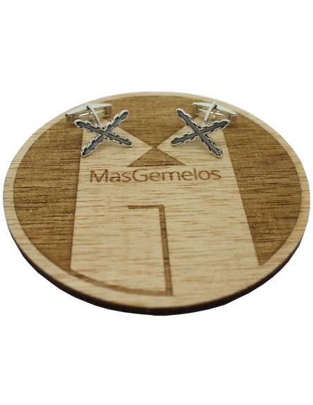 Bordeauxfarbene Hemdmanschettenknöpfe mit Wappen – 925er Sterlingsilbe