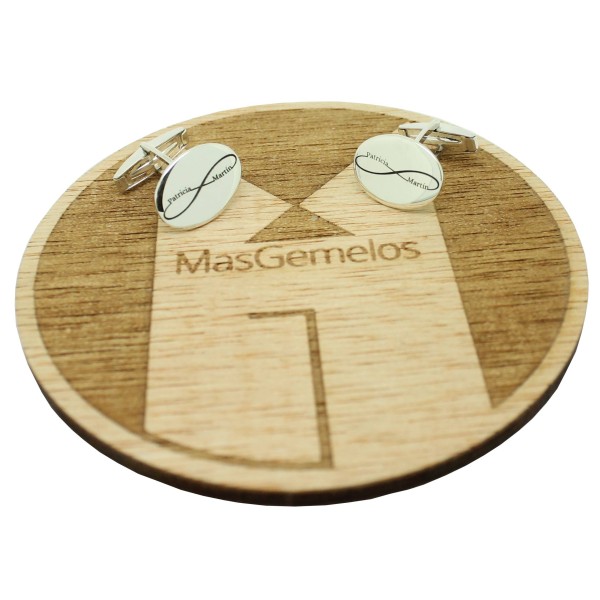 Boutons de manchette personnalisés Infini ligne en gras prénoms Ovale