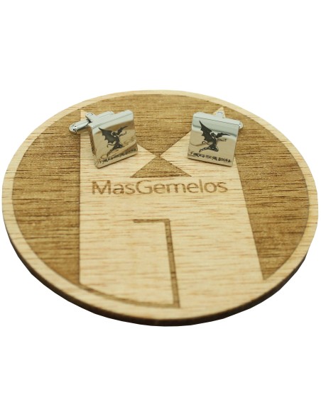 Square custom stainless steel cufflinks - Fairies Wear Boots (Black Sa