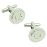 Personalized round cufflinks with initials and flower in steel