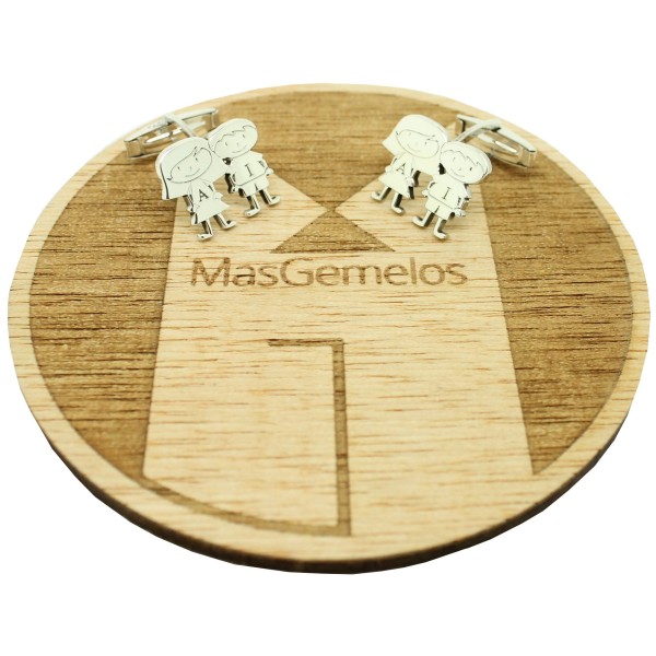Boutons de manchette pour chemise personnalisée couple enfants argent 925