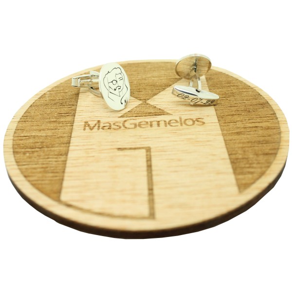 Boutons de manchette personnalisés face ovale verticale