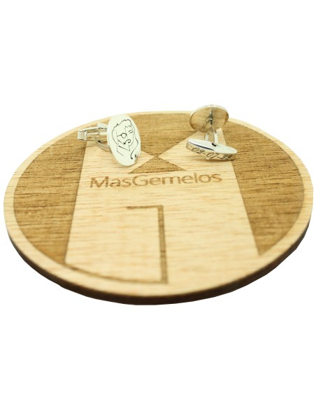 Boutons de manchette personnalisés face ovale verticale